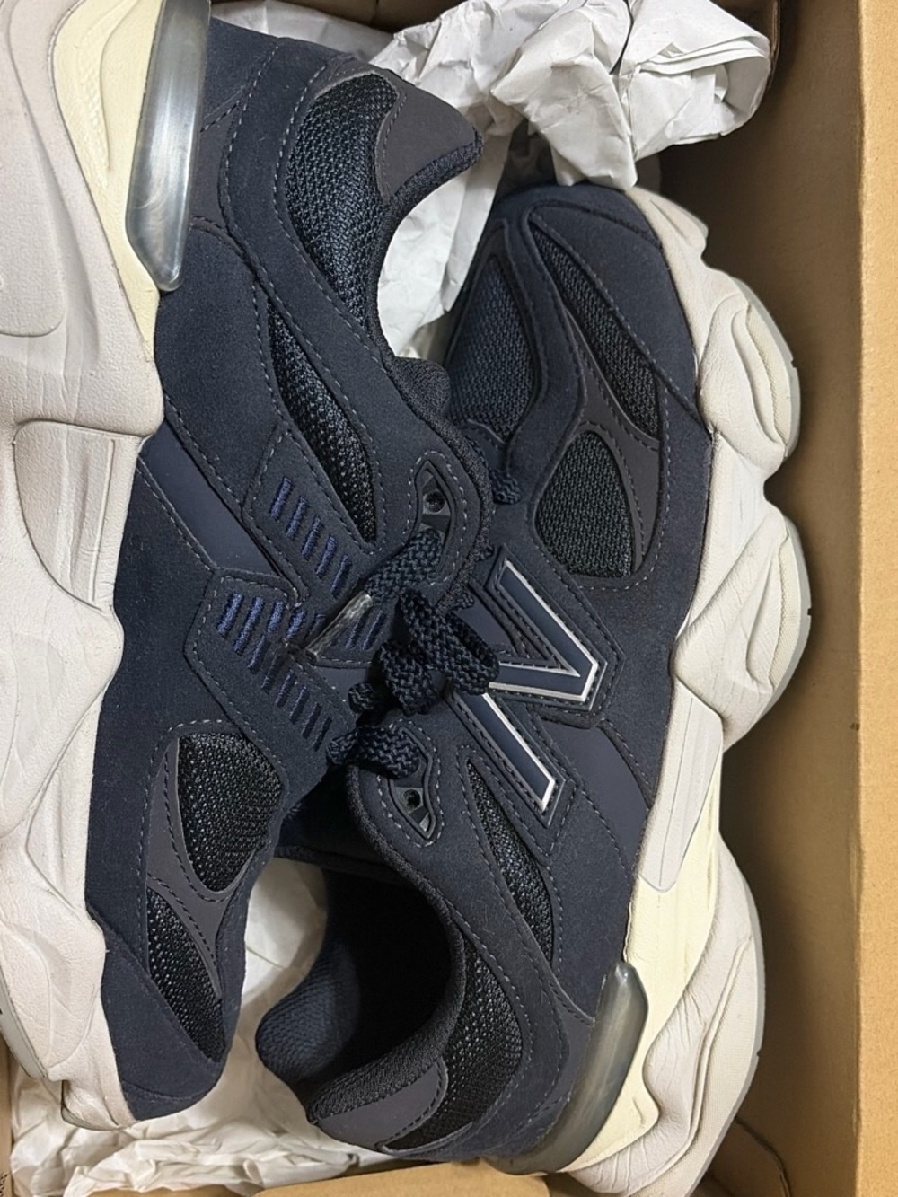 New Balance 9060 Grade School Navy & Whitw Retro-Runner Sneakers